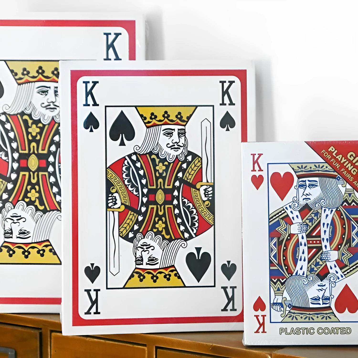Oversized playing cards in four, six and nine times size for Fighting Landlord table games.