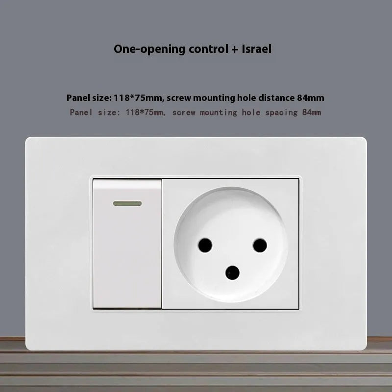 White 118 type 16A Israel socket panel with flame retardant protection and phosphor bronze conductors