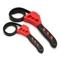 6-inch and 8-inch adjustable rubber strap wrench set with phosphated metal hook on a white background.