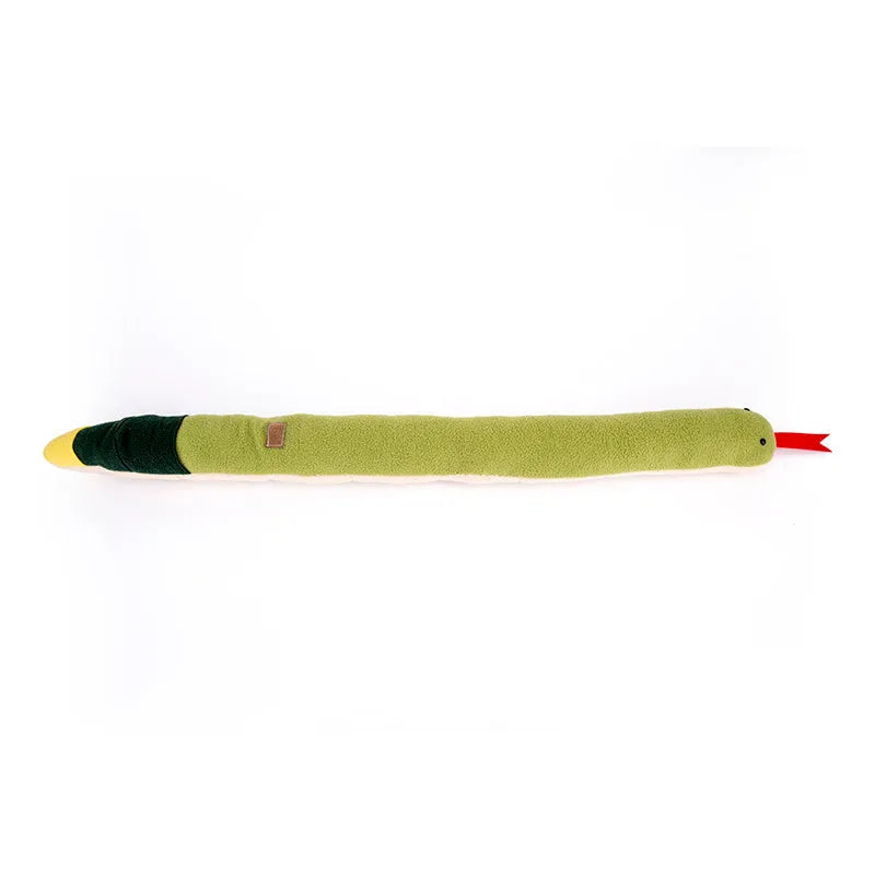 Snake snuffle toy for dogs, 85cm polar fleece slow feeder in snake shape on floor