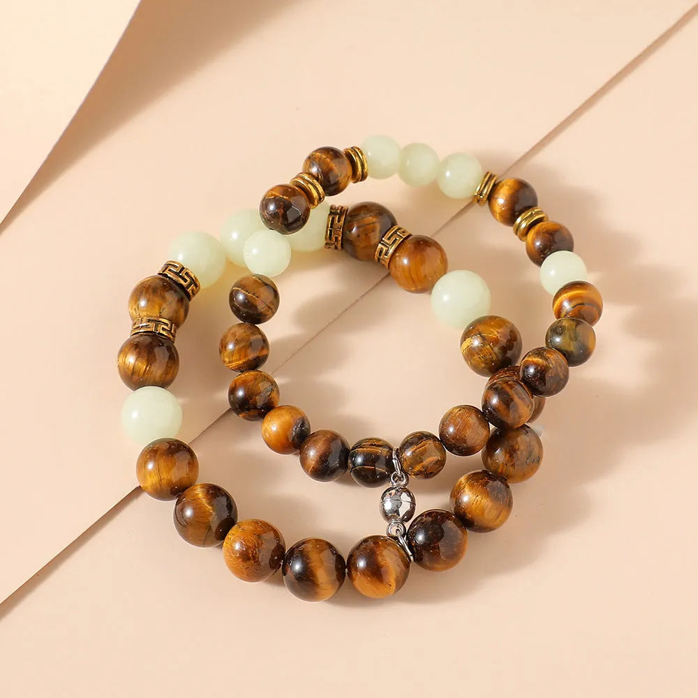 Amber geometric couple bracelets with retro patterns for matching jewellery