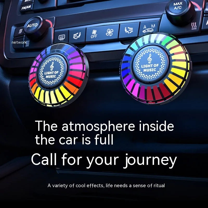 Black magnetic RGB ambience light for car dashboard with USB cable and suction mounting