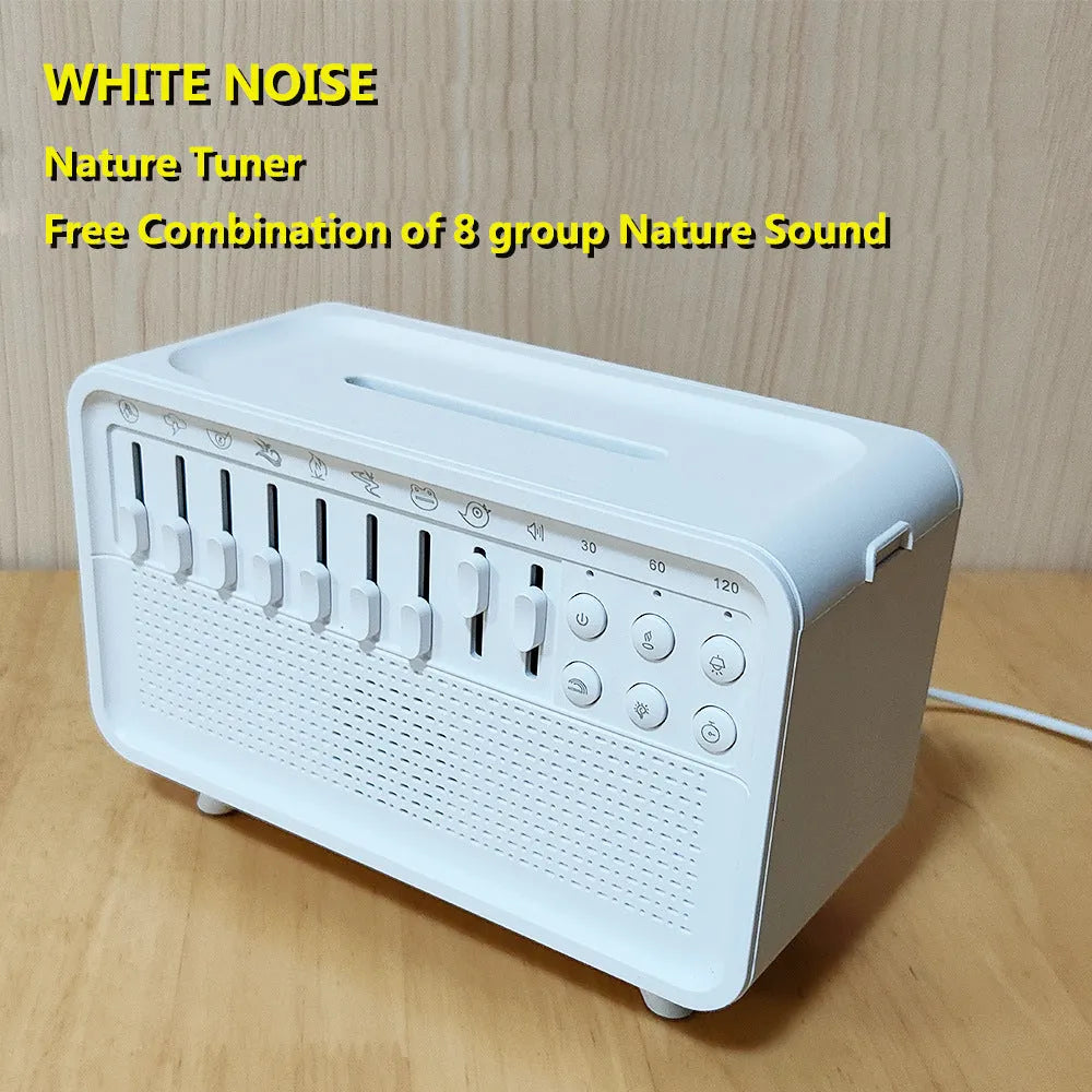 White geometric Bluetooth speaker with humidifier, night light, and white noise functions