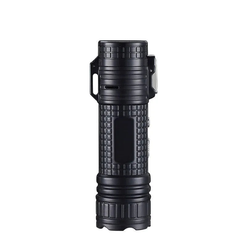 TH727 metal waterproof multifunction flashlight lighter shown in camouflage colour.