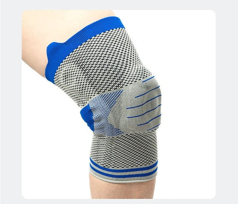 Silicone massage spring bar shock absorber knee pads in cotton construction showing colour options