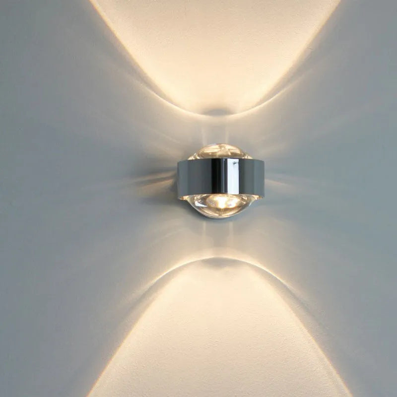 Modern small wall lamp in chrome finish for bedside or hallway 220V