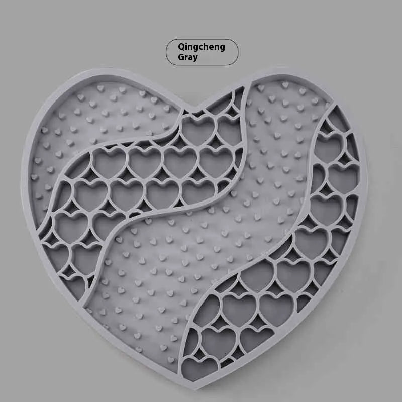Silicone dog licking mat in Cream Yellow, 20x18.5cm, with textured feeding surface on light background