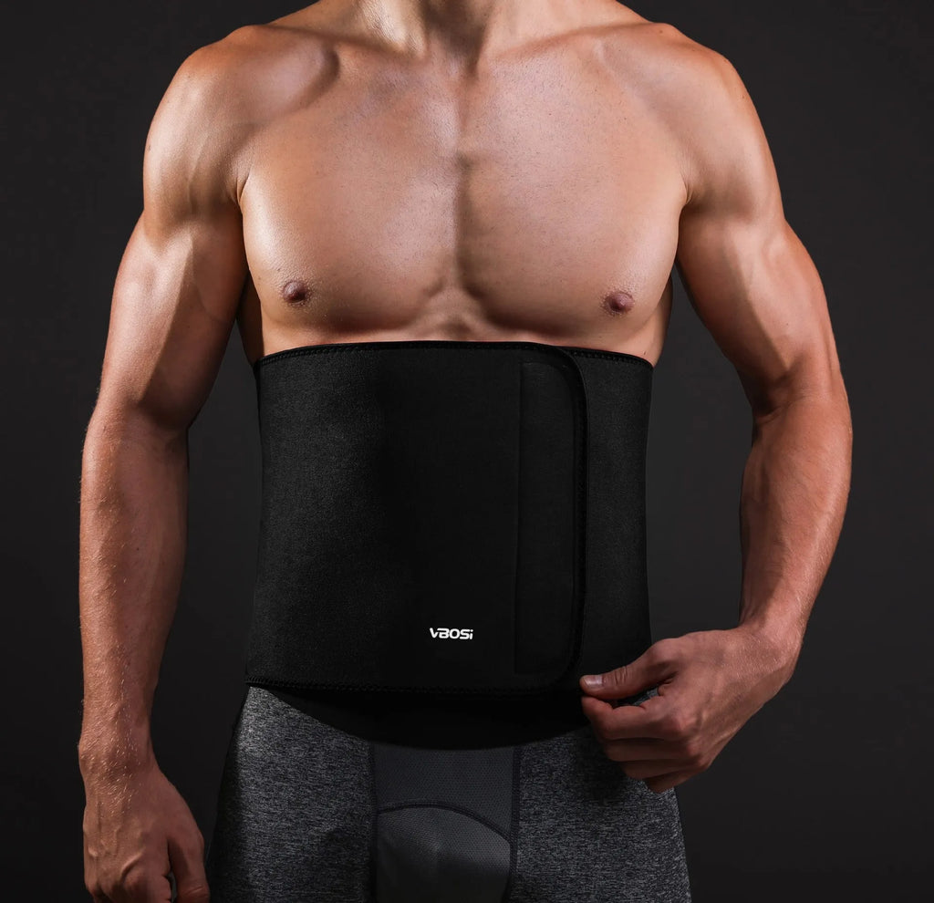 Widened sweat waistband for weightlifting and sports support in black, blue, navy blue, and skin colour