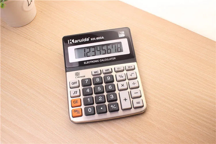 Aluminium office computer commercial desktop calculator, approximately 14.5 x 11 x 2.5cm, Calculator format