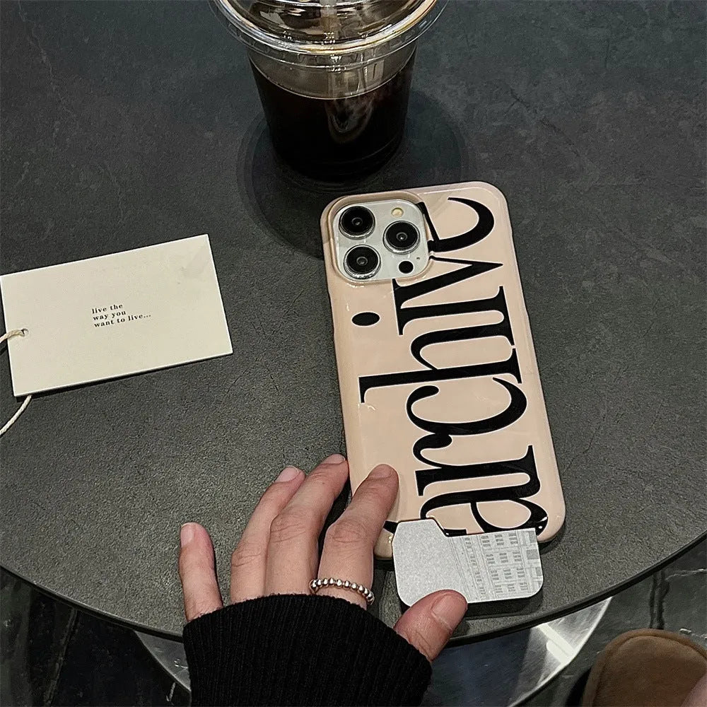 Niche Letter Card Filin hard TPU phone case for Apple iPhone in black side view