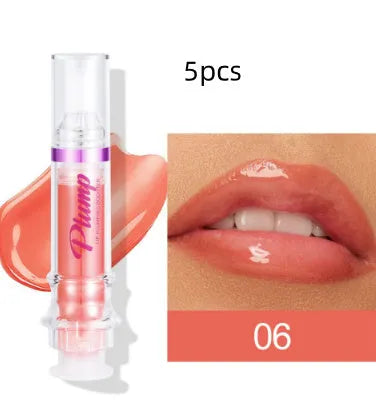 Tube lip gloss liquid lipstick in six colour options with shiny finish