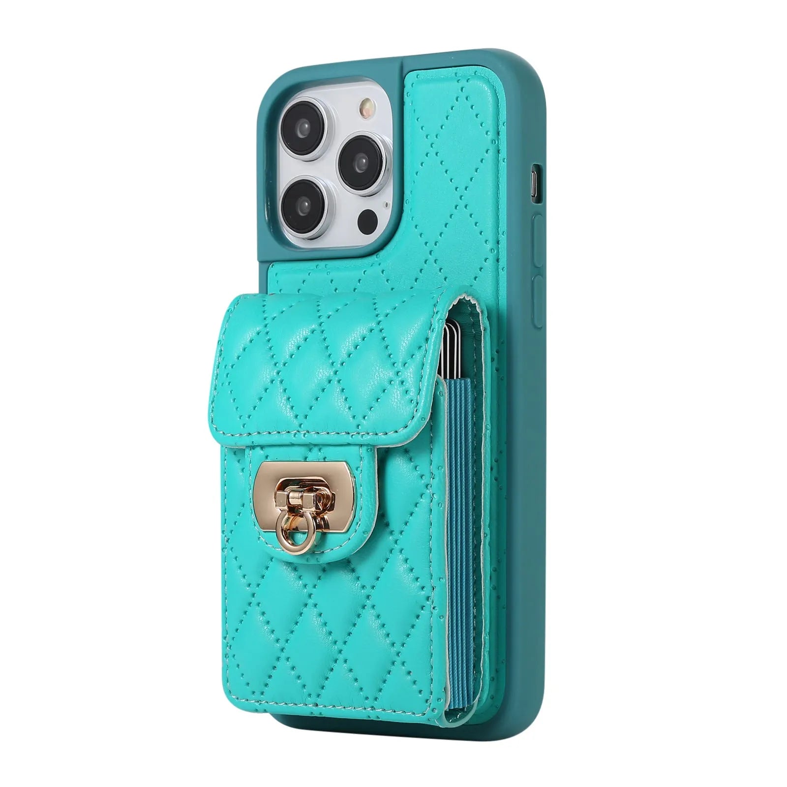 Back cover phone case with card holder and bracket in leather style for iPhone models