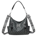 Retro simple printed shoulder messenger bag in PU material with double straps and sandwich pocket design