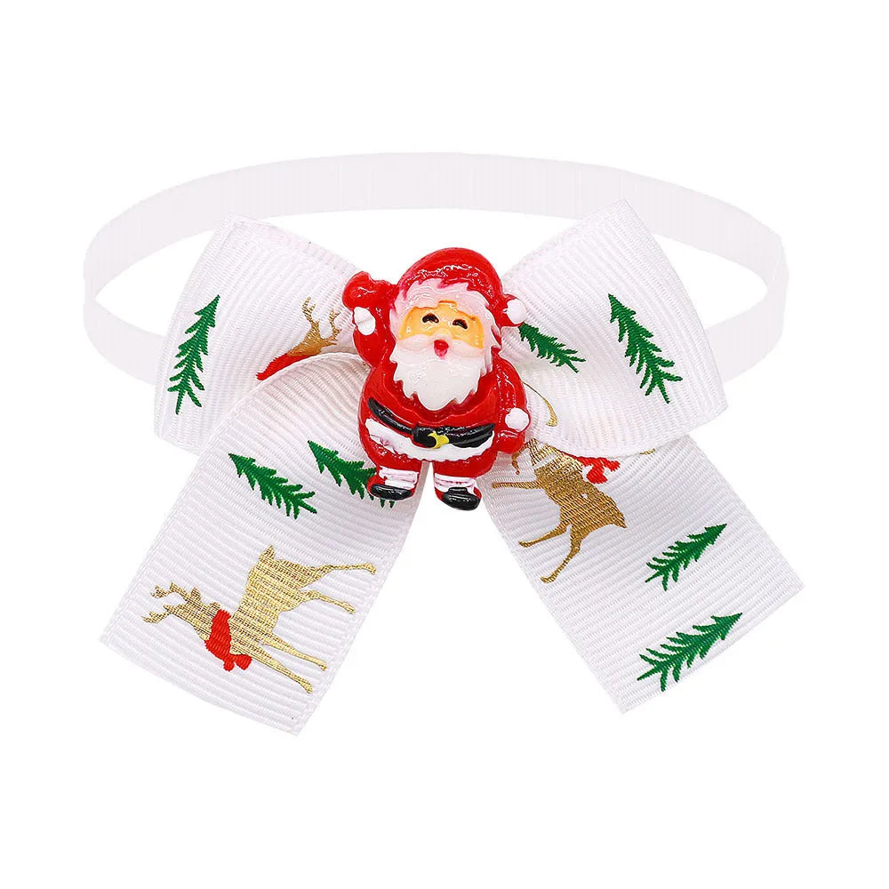 Red and green British style polyester bow tie for pets and Christmas tree decoration