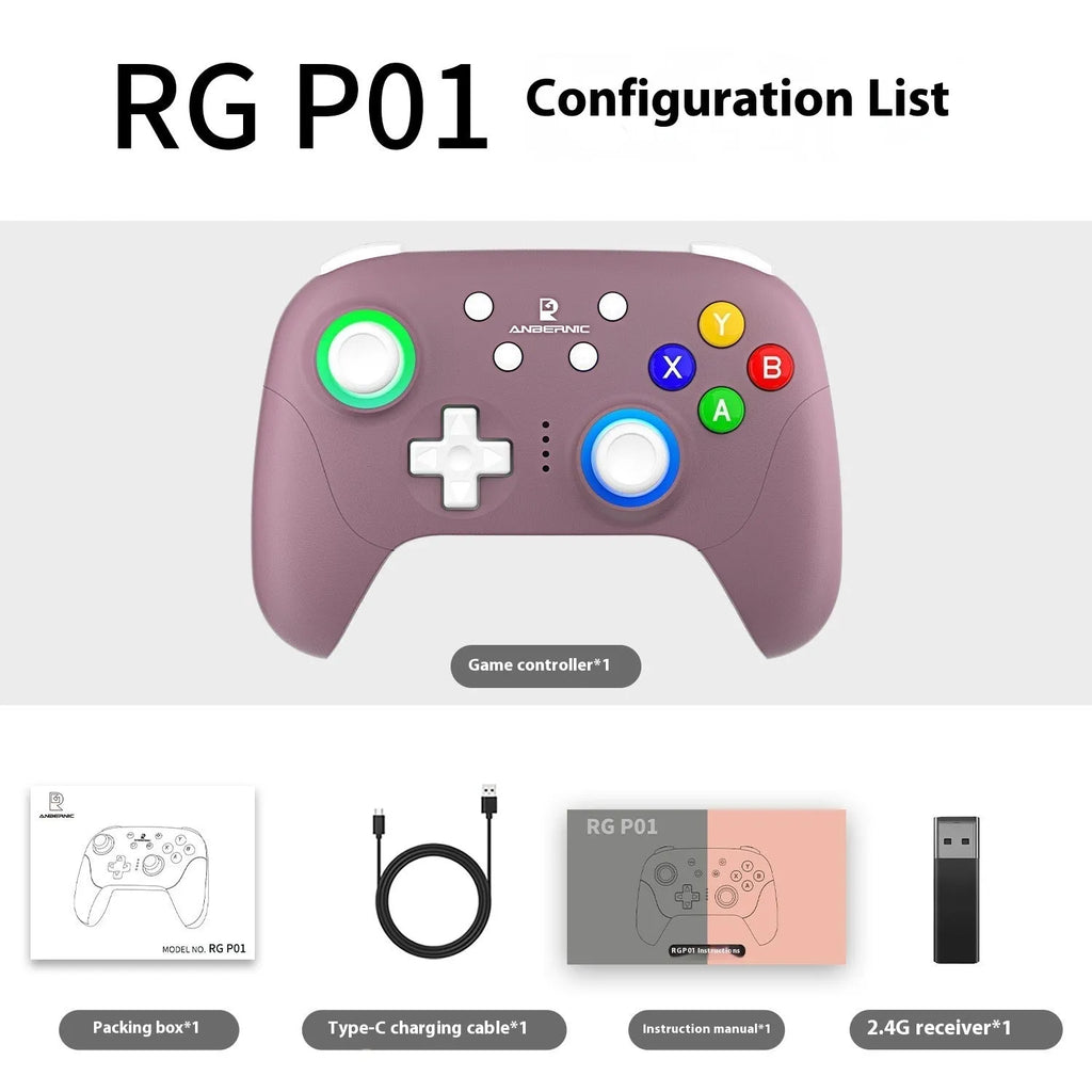RGP01 wireless gamepad with RGB lighting, compatible with PC, Switch, Android, iOS, black colour