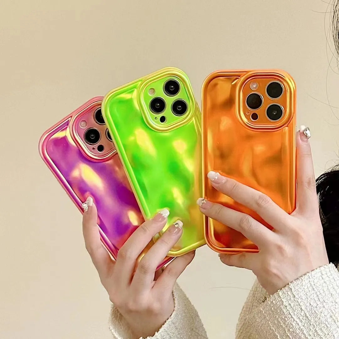 All Wrapped Creative Light meteorite pattern silicone phone case in fluorescent green for iPhone 14