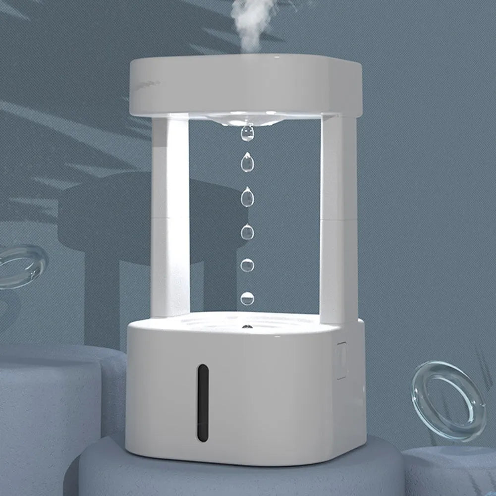 Anti-gravity water drop humidifier with USB cable and 580ml water tank