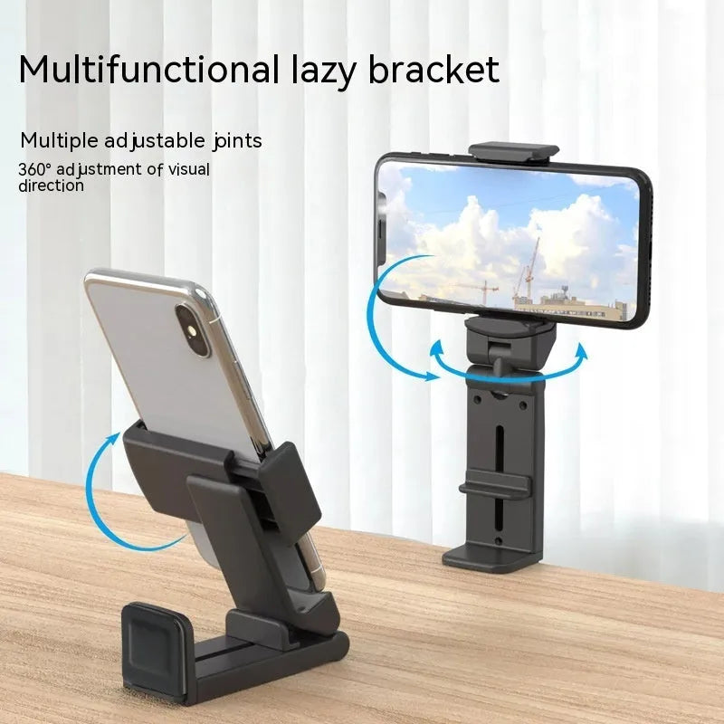 H22 black 360-degree rotary collapsible mobile phone holder on desktop