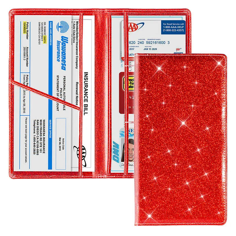 PU leather car registration document wallet with clear window in multiple colour options