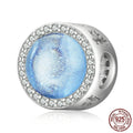 925 silver bead with glass Christmas Eve snow scene, electroplated silver colour SCC2040, 1.4x1.1cm