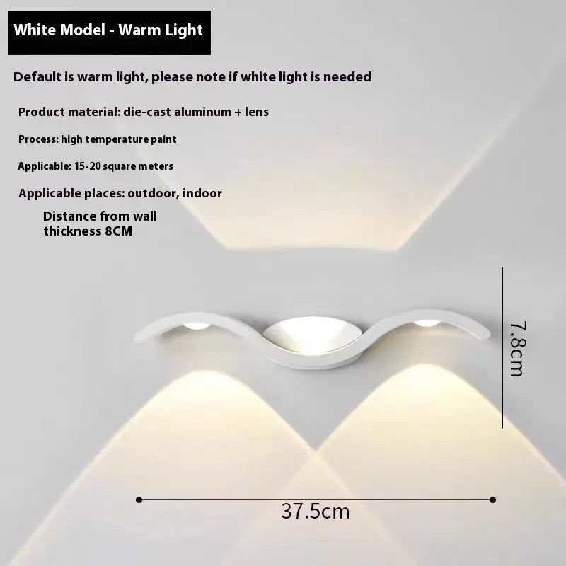 Simple outdoor waterproof LED doorplate wall lamp in black die-cast aluminium with 1 LED bead