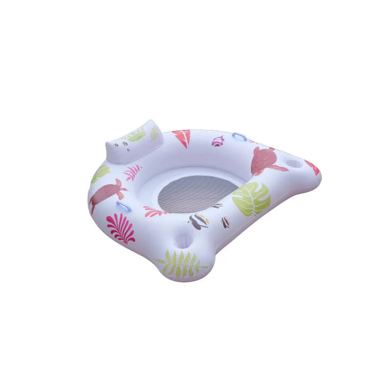 White luminous U-shaped inflatable float on water