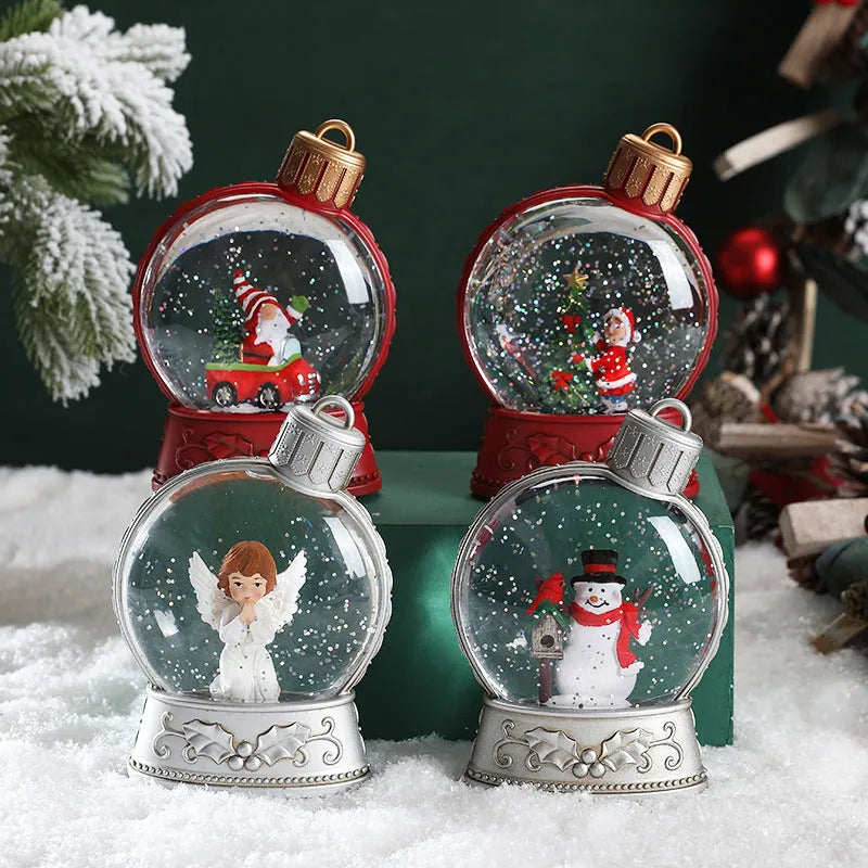 Battery-powered LED Christmas decoration with flame simulation light in plastic character design