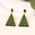 New Year tree girl earrings in zinc alloy, five colour options including pink, green, gray, yellow, red