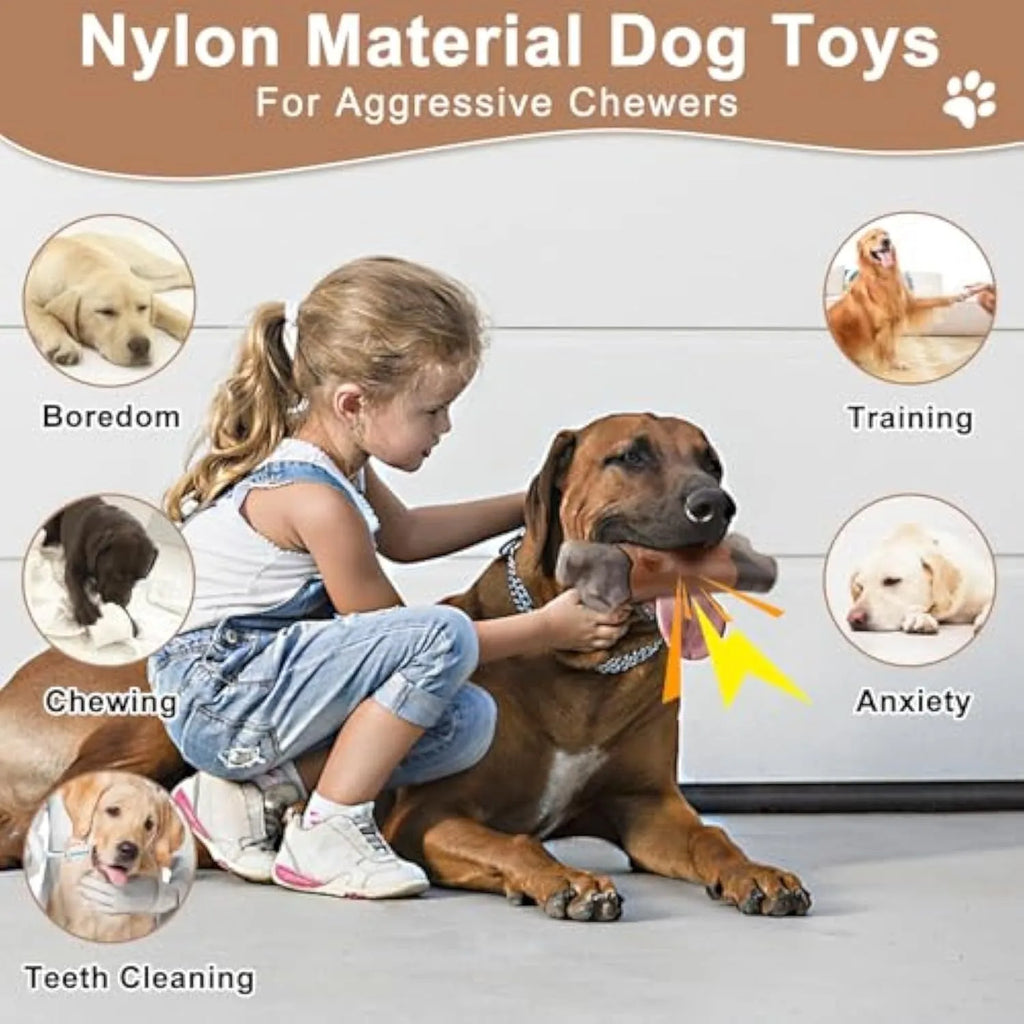 Large branch-shaped nylon dog chew toy for aggressive chewers with bacon flavour.