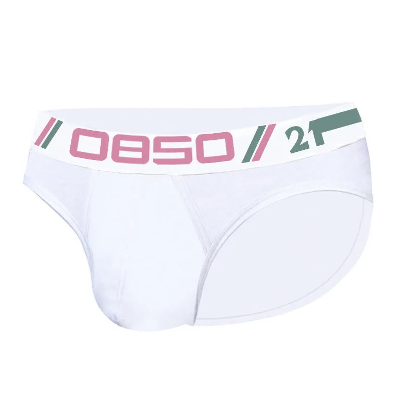 Men's low waist cotton briefs in solid white, black, or grey, sizes M to XXL