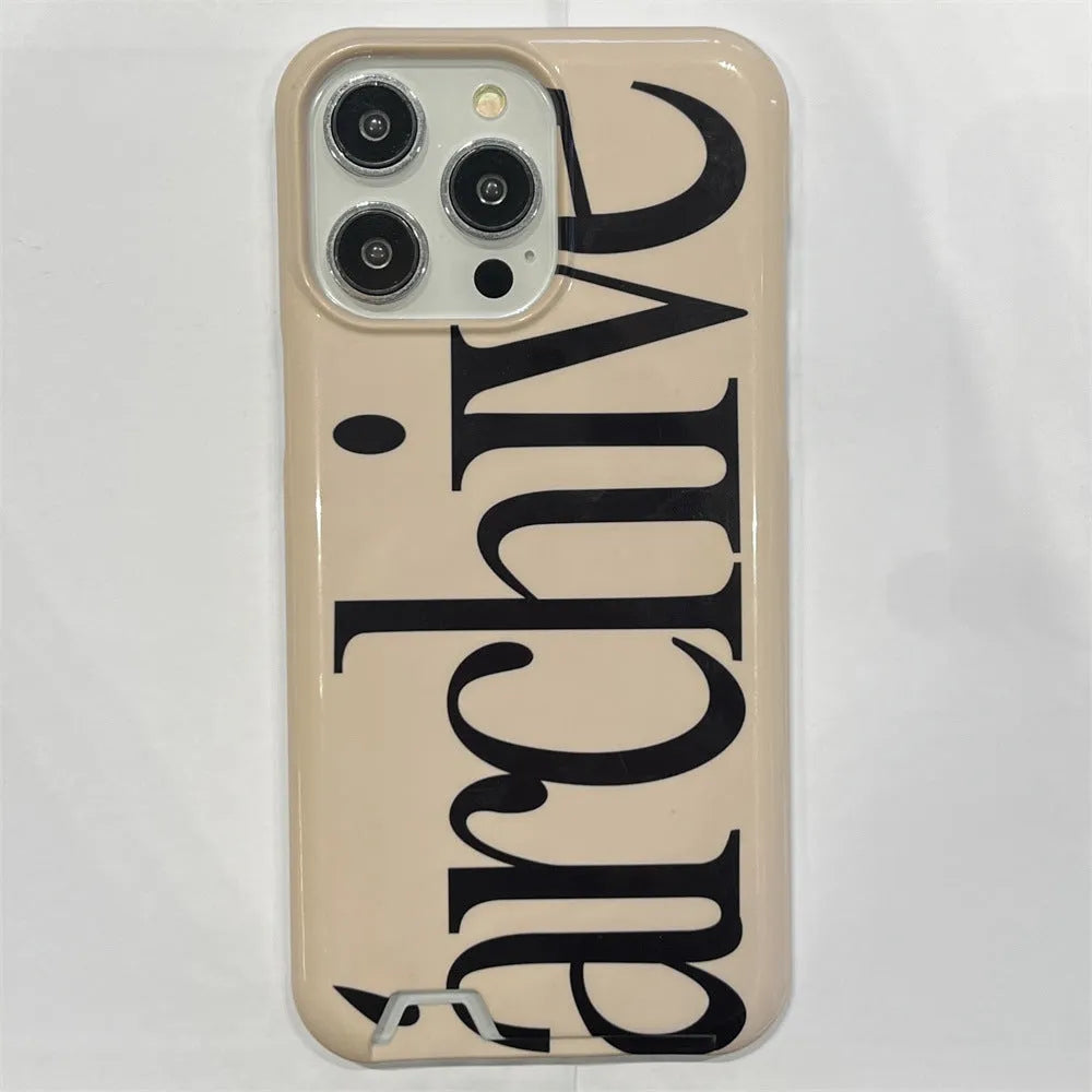 Niche Letter Card Filin hard TPU phone case for Apple iPhone in black side view