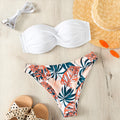 Green hard cup push up bikini swimsuit set with briefs bottom on a mannequin.