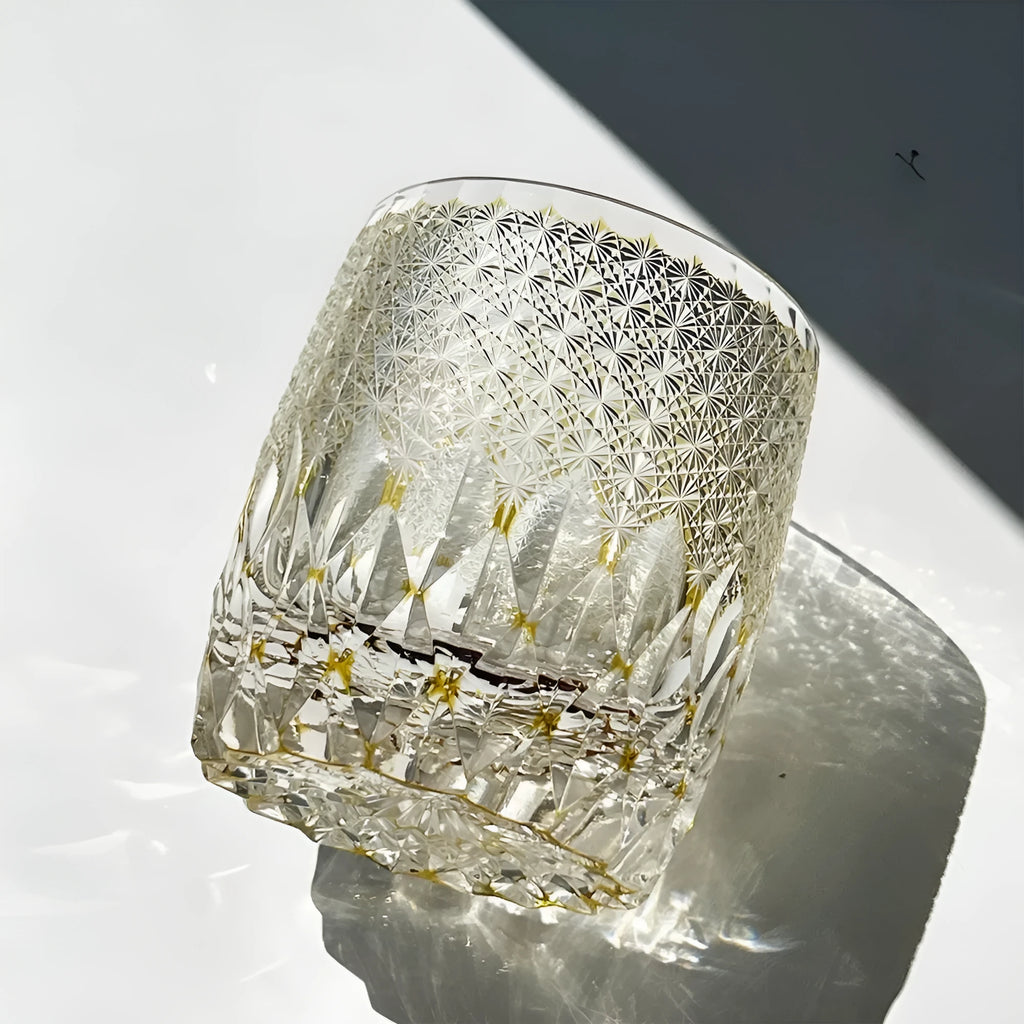 Japanese-style Jianghu cut crystal glass wine glass with retro design, 301-400ml capacity