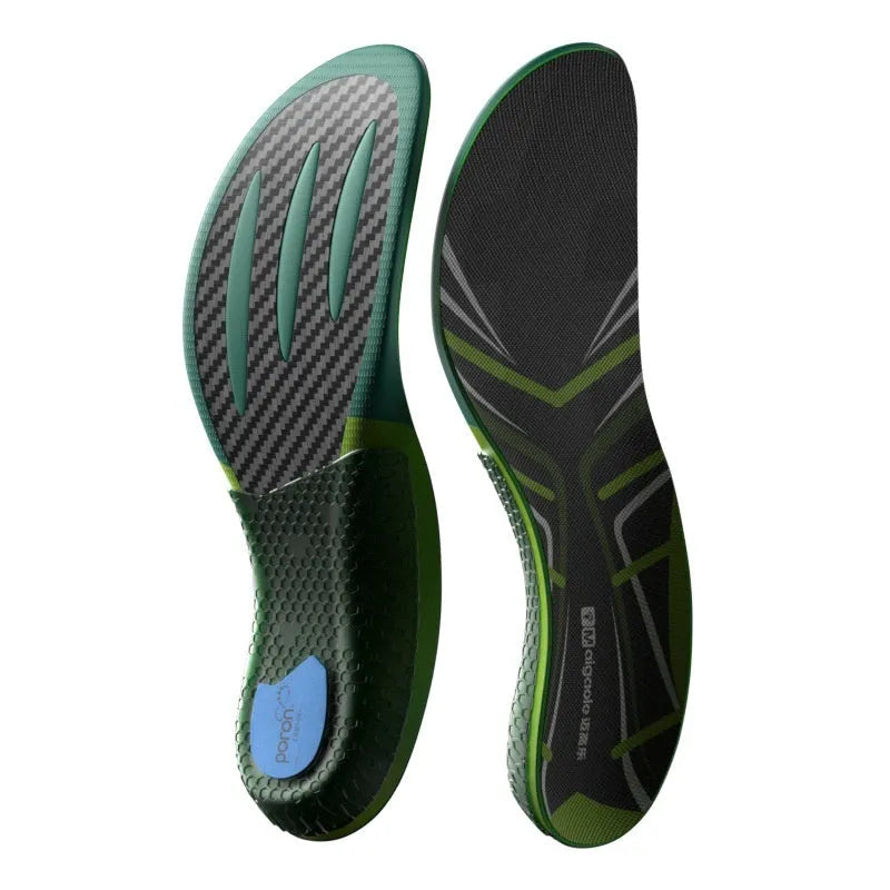 Special insole for marathon racing with carbon plate in red and green colour options
