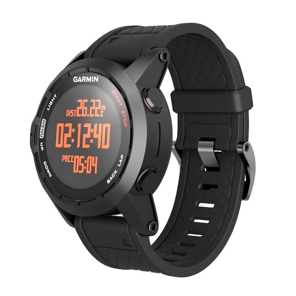 Black silicone sports watch strap with stainless steel watch-button for Jiaming watches, 26mm width