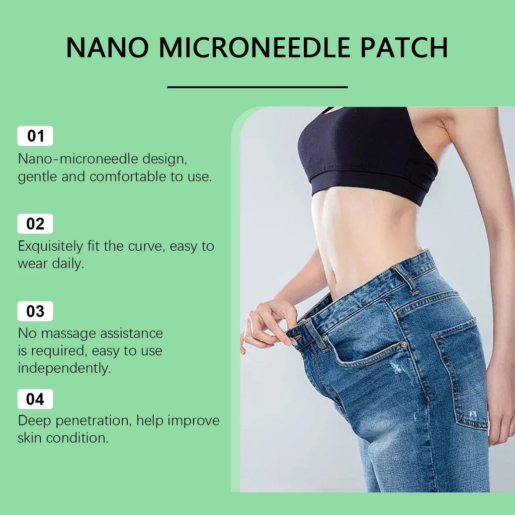 Four nano microneedle slimming patches for body contouring with ginger and mugwort root extracts