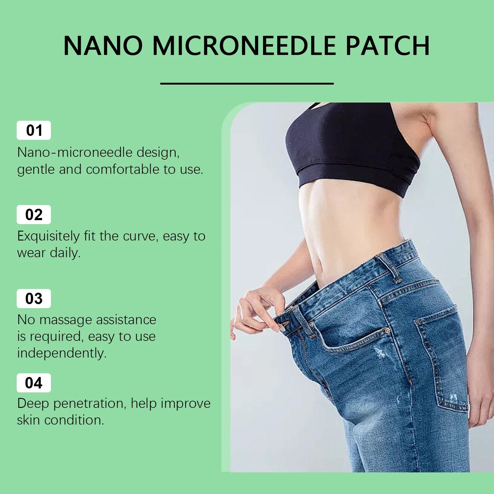 Four nano microneedle slimming patches for body contouring with ginger and mugwort root extracts