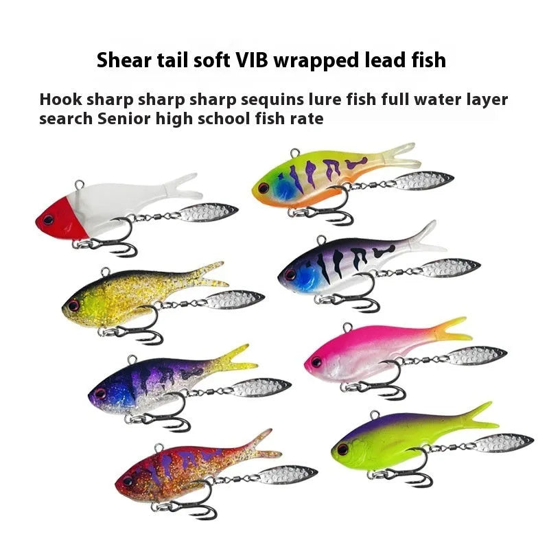 Multi-colour doc sequins lure fake bait fishing lure with treble hook in yellow and black finish