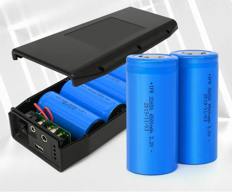 LF4100 compact black 12V lithium iron phosphate battery with charger and cables