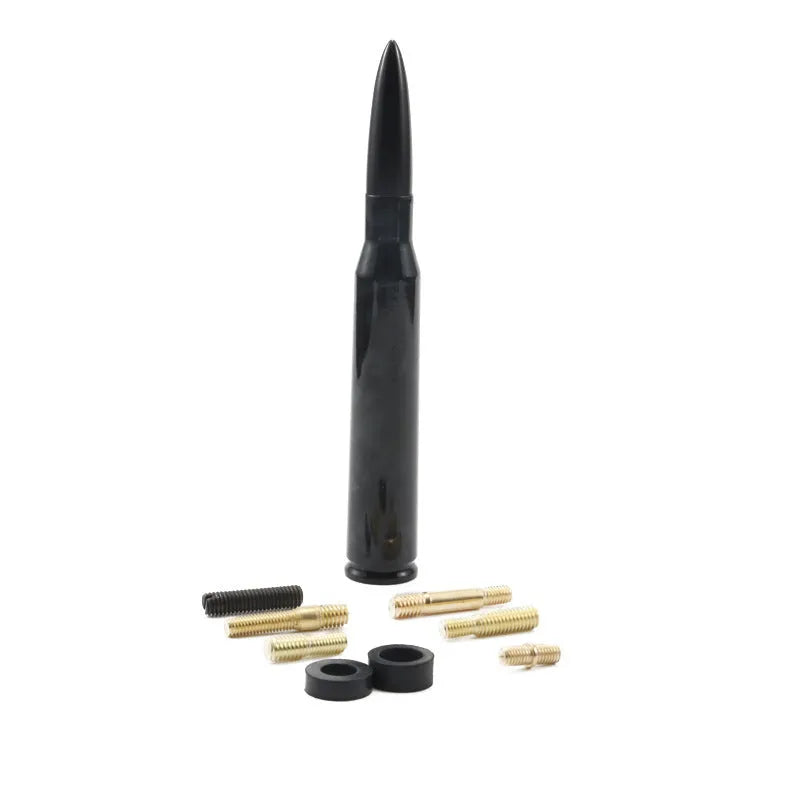 14cm long bullet car antenna in black, camouflage green, and American flag design options