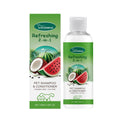 100ml bottle of pet 2-in-1 shampoo with watermelon and coconut extract label