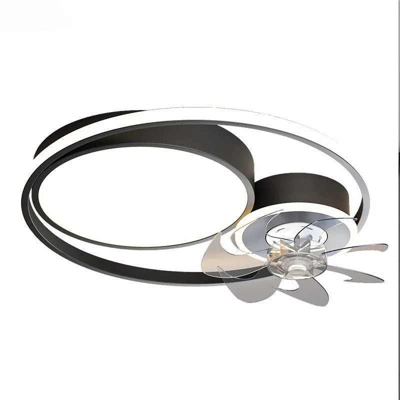 48cm Nordic style ceiling fan light with metal blades and acrylic lampshade in black or gold finish