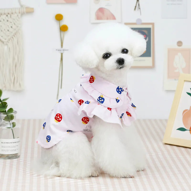 Cotton thin pet shirt mushroom beige colour with vest style pull-on design for small to large dogs