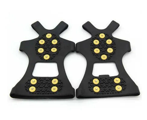 Black outdoor anti-skid ice chain with spikes for snow boots hiking and fishing