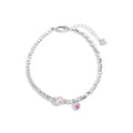 925 silver bracelet with heart-shaped zircon design, electroplated finish, for women