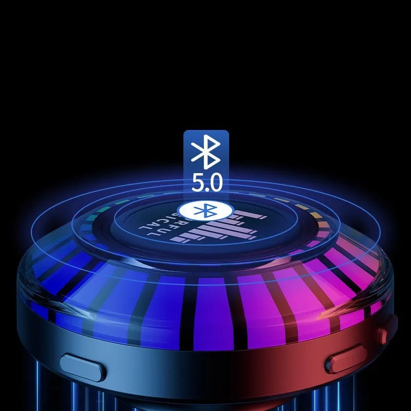 Compact cube-shaped voice control Bluetooth atmosphere lamp with polar LED light effect.