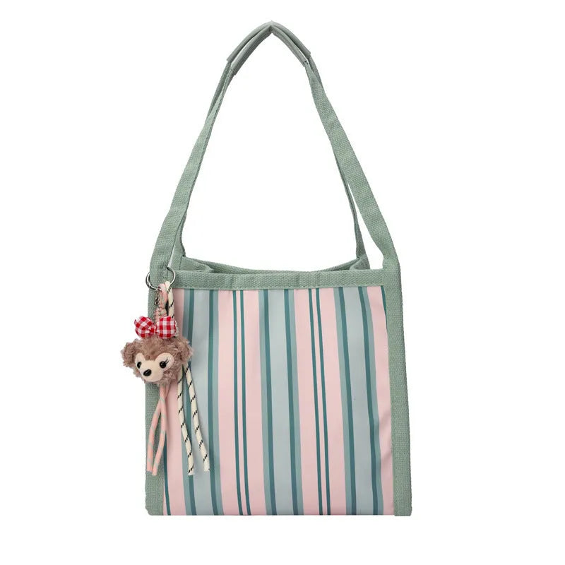 Women's large-capacity urban simplicity tote bag in blue, green, khaki, and pink with internal phone pocket and double shoulder straps