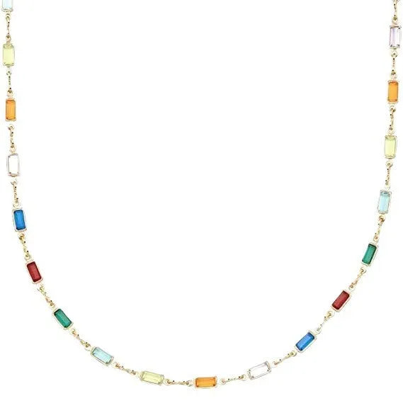 Geometric glass pendant crystal necklace with adjustable 41-50cm alloy chain