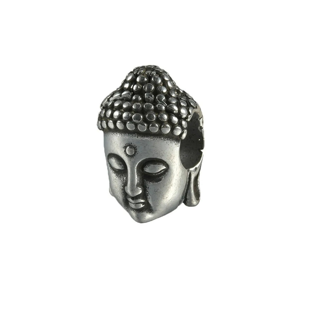 Stainless steel hollow skull and Buddha head design earrings in four colour options.