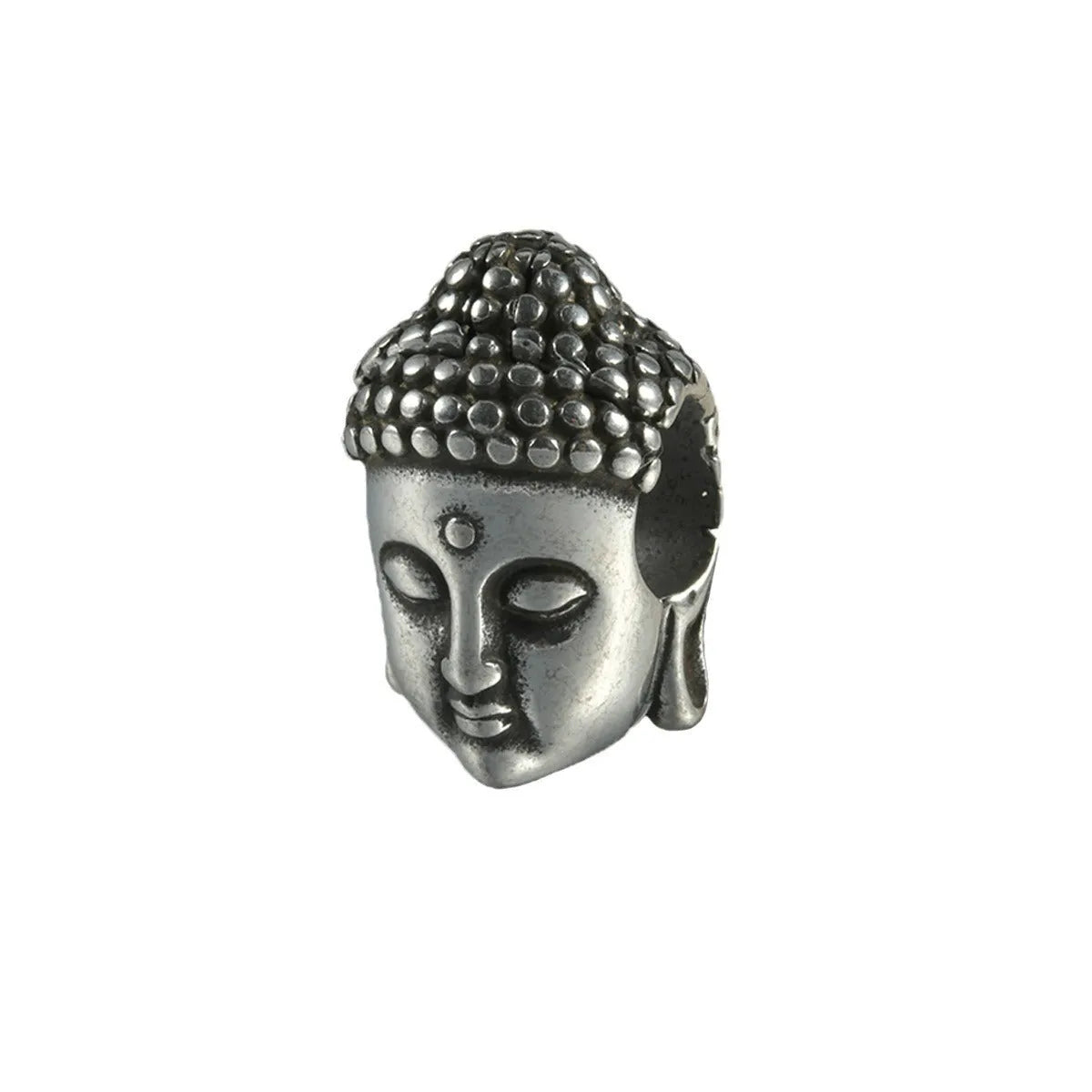 Stainless steel hollow skull and Buddha head design earrings in four colour options.